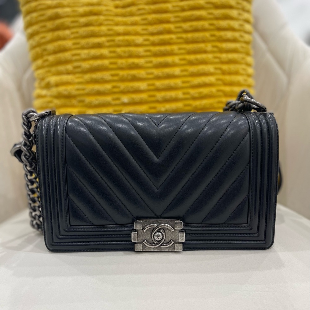 SOLD Chanel Boy Black Lamskin Bag